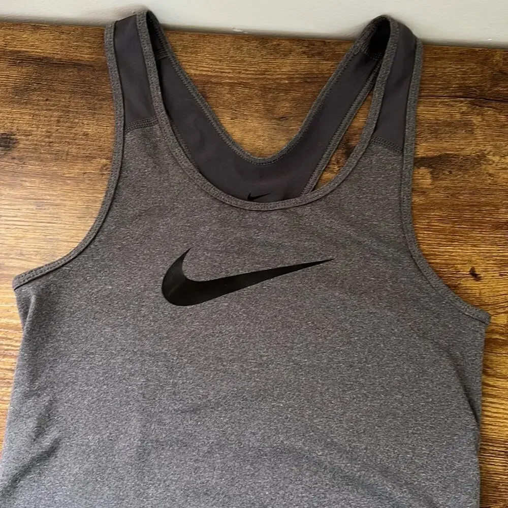 Nike Charcoal Gray Racerback Athletic Tank Top - Picture 3 of 7